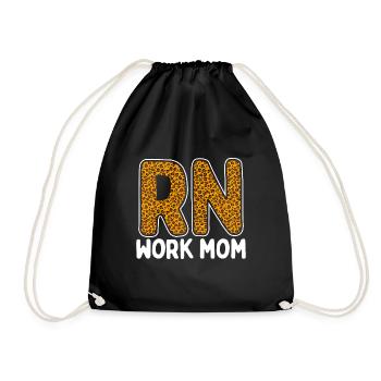 RN Work Mom Leopard Nurse CNA Leo Nursing - Drawstring Bag - black - Front