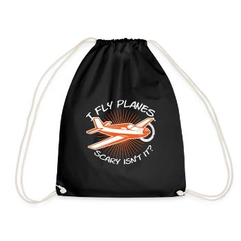 I Fly Planes Scary Isnt It Pilot - Drawstring Bag - black - Front