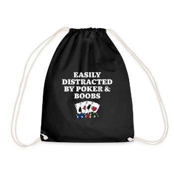 Easily Distracted by Poker & Boobs Funny Poker - Turnbeutel - Schwarz - Vorne