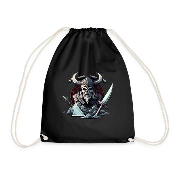 Valhalla Viking Skelett - Starker nordischer - Turnbeutel - Schwarz - Vorne