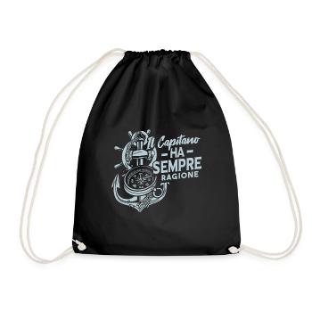 The captain is always right | Boat - Drawstring Bag - black - Front