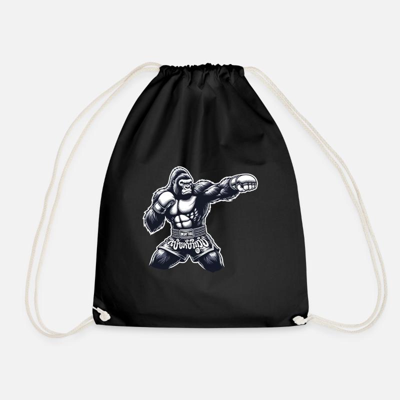 Starkes Muay Thai Gorilla Thai Boxen und Kickboxen - Turnbeutel - Schwarz