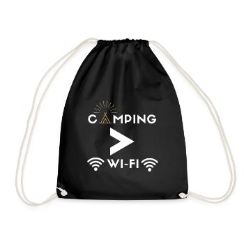 Camping über WLAN - Turnbeutel - Schwarz - Vorne