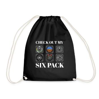 Funny Pilot Six Pack Aviation Flight Simulation - Turnbeutel - Schwarz - Vorne