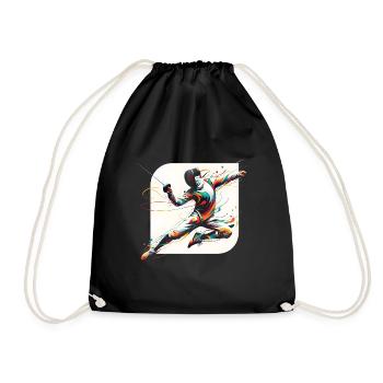 Abstract Fencer Fencing - Drawstring Bag - black - Front