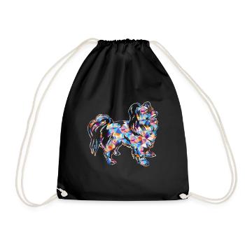 Papillon Dog Geometric - Drawstring Bag - black - Front