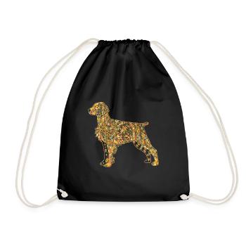 Brittany Spaniel Geometric - Drawstring Bag - black - Front