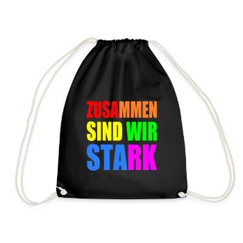 zusammen sind wir stark - Turnbeutel - Schwarz - Vorne