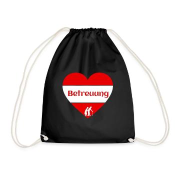 Betreuung mit Herz Pflegekraft Betreuungskraft BA - Turnbeutel - Schwarz - Vorne