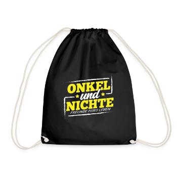 Onkel und Nichte Partner Shirt Partner Look - Turnbeutel - Schwarz - Vorne