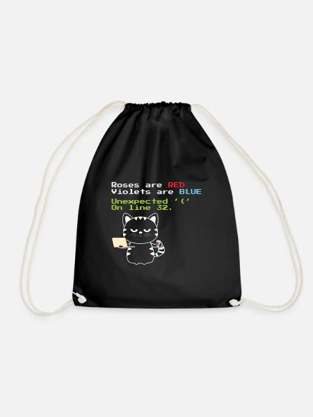 Funny Coding cat Progrmmer nerd geek - Turnbeutel - Schwarz