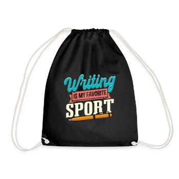 Schreiben ist mein Lieblingssport - Turnbeutel - Schwarz - Vorne