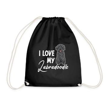 Labradoodle Dog - Drawstring Bag - black - Front