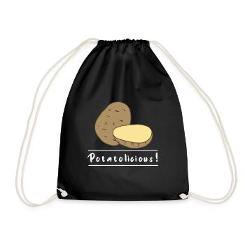Potatolicious Ironic Quote Potatoe Hobby Chef - Drawstring Bag - black - Front