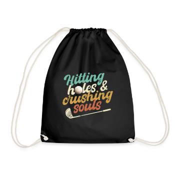 Hitting Holes & Crushing Souls Golf - Drawstring Bag - black - Front
