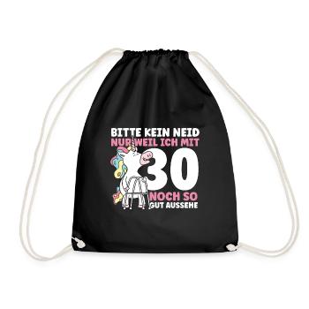Bitte kein Neid 30.Geburtstag - Turnbeutel - Schwarz - Vorne