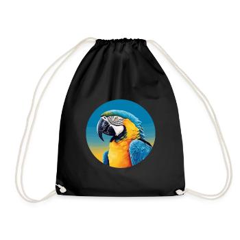 Blue and gold macaw - Drawstring Bag - black - Front