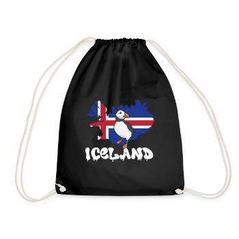 puffin, puffin, auks, lunde - Drawstring Bag - black - Front