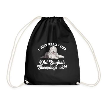 Old English Sheepdog Sheepie Bobtail - Turnbeutel - Schwarz - Vorne