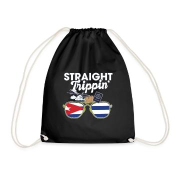 Straight Trippin' Cuba Vacation Tour Travel Trip - Drawstring Bag - black - Front