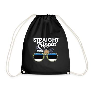 Straight Trippin' Estonia Vacation Tour Travel - Drawstring Bag - black - Front