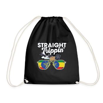 Straight Trippin' Ethiopia Vacation Tour Travel - Drawstring Bag - black - Front
