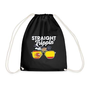 Straight Trippin' Spain Vacation Tour Travel Trip - Drawstring Bag - black - Front