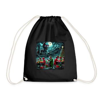 Christmas elves and elves in zombie horror ground - Drawstring Bag - black - Front