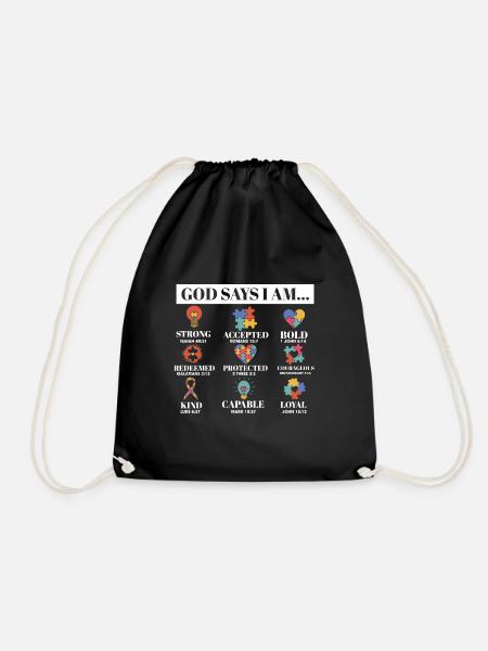 Autism Awareness God Says I Am Strong Asperger - Turnbeutel - Schwarz