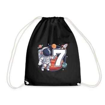 7th Birthday Astronaut Space Adventure for Boys - Drawstring Bag - black - Front