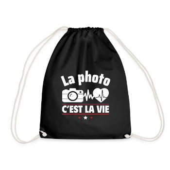 La photo, c'est la vie, cadeau photographe - Sac de sport léger - noir - Devant