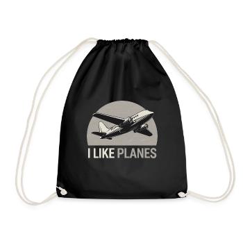 I Like Planes 16 - Turnbeutel - Schwarz - Vorne