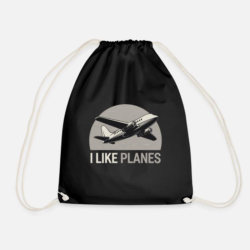 I Like Planes 16 - Turnbeutel - Schwarz