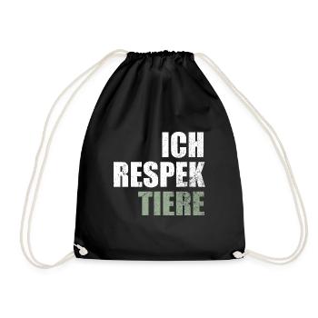 Ich Respektiere Tiere Tierschutz Vegan - Turnbeutel - Schwarz - Vorne