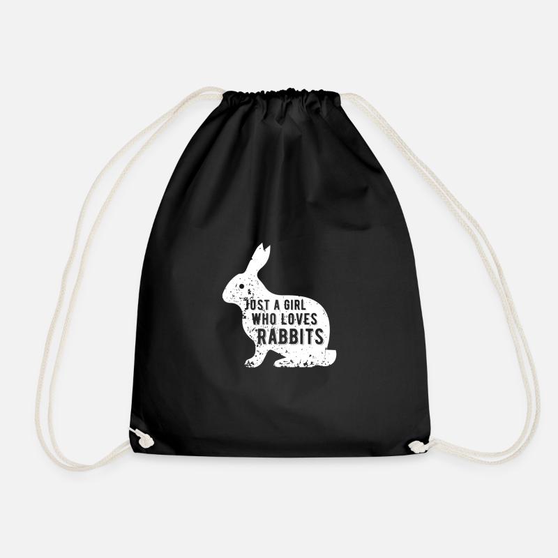 Just A Girl Who Loves Rabbits, Rabbit Lover Gift, Bunny Lover - Drawstring Bag - black