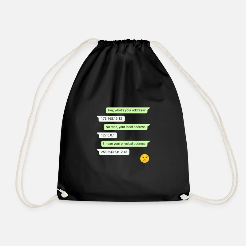 Computer Nerd Geek Chat IP Adresse witzig Geschenk - Turnbeutel - Schwarz