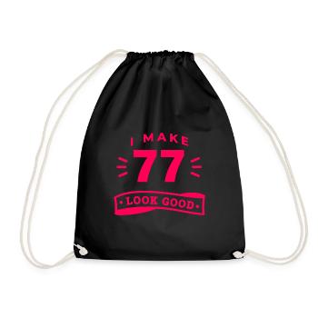 77e anniversaire en disant une drôle de devise - Sac de sport léger - noir - Devant