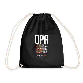 Opa Spruch Geschenk Lustig Großvater Großpapa - Turnbeutel - Schwarz - Vorne