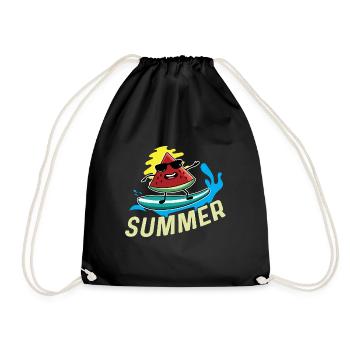 Surfer -Watermelon Surfer or Swimmer Geschen - Drawstring Bag - black - Front