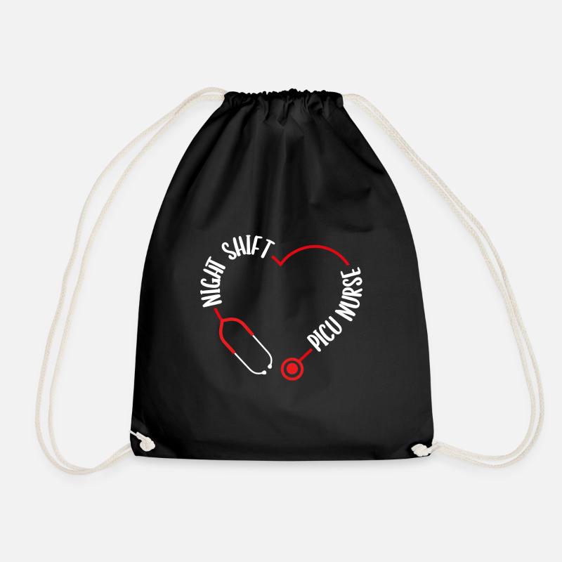 Night Shift Picu Nurse Stethoscope Nursing - Turnbeutel - Schwarz