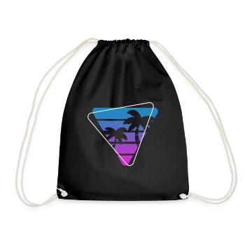 Palm Tree Sunset Painter Poison - Drawstring Bag - black - Front