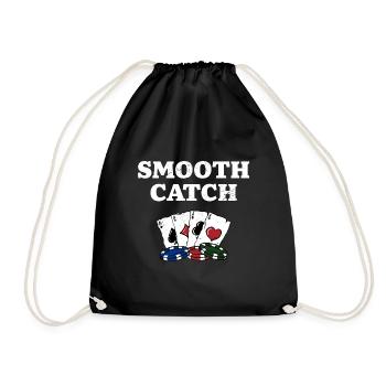 Smooth Catch Poker Card Games Poker Player Card - Drawstring Bag - black - Front