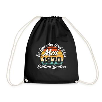 Les légendes sont nées en mai 1970 - Sac de sport léger - noir - Devant