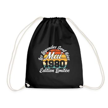 Les légendes sont nées en mai 1980 - Sac de sport léger - noir - Devant