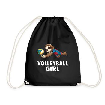 Volleyball Girl Cute Sloth Girls - Faultier gräbt - Turnbeutel - Schwarz - Vorne