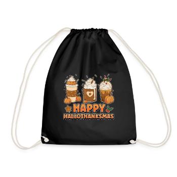 Hallothanksmas Coffee Halloween Christmas - Drawstring Bag - black - Front