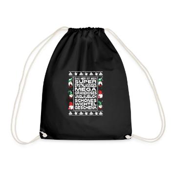 Wichtel Wichtelgeschenk Frauen Ugly Christmas - Turnbeutel - Schwarz - Vorne