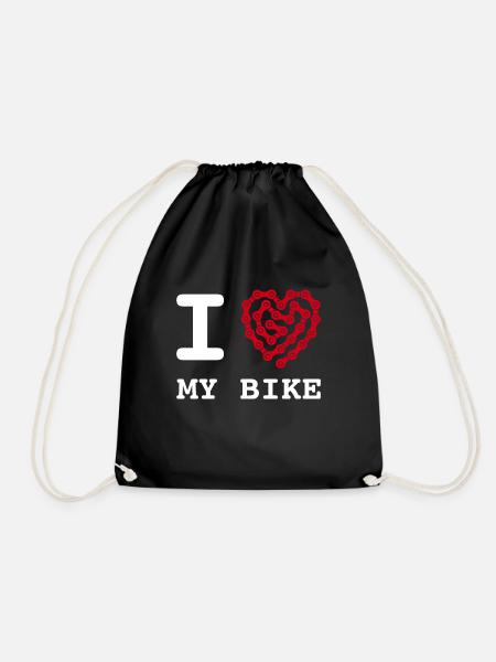 i love my bike kettenherz Fahrradkette - Turnbeutel - Schwarz
