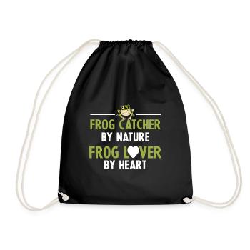 Frog Catcher By Nature Funny Herpetologist Toad Am - Drawstring Bag - black - Front
