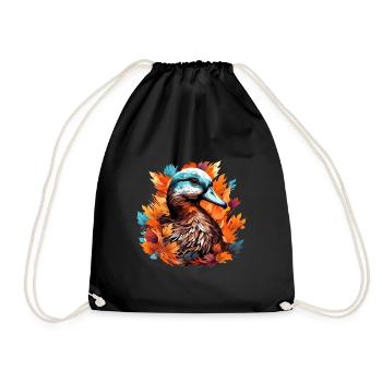 Canard doux dans le feuillage d’automne - Sac de sport léger - noir - Devant